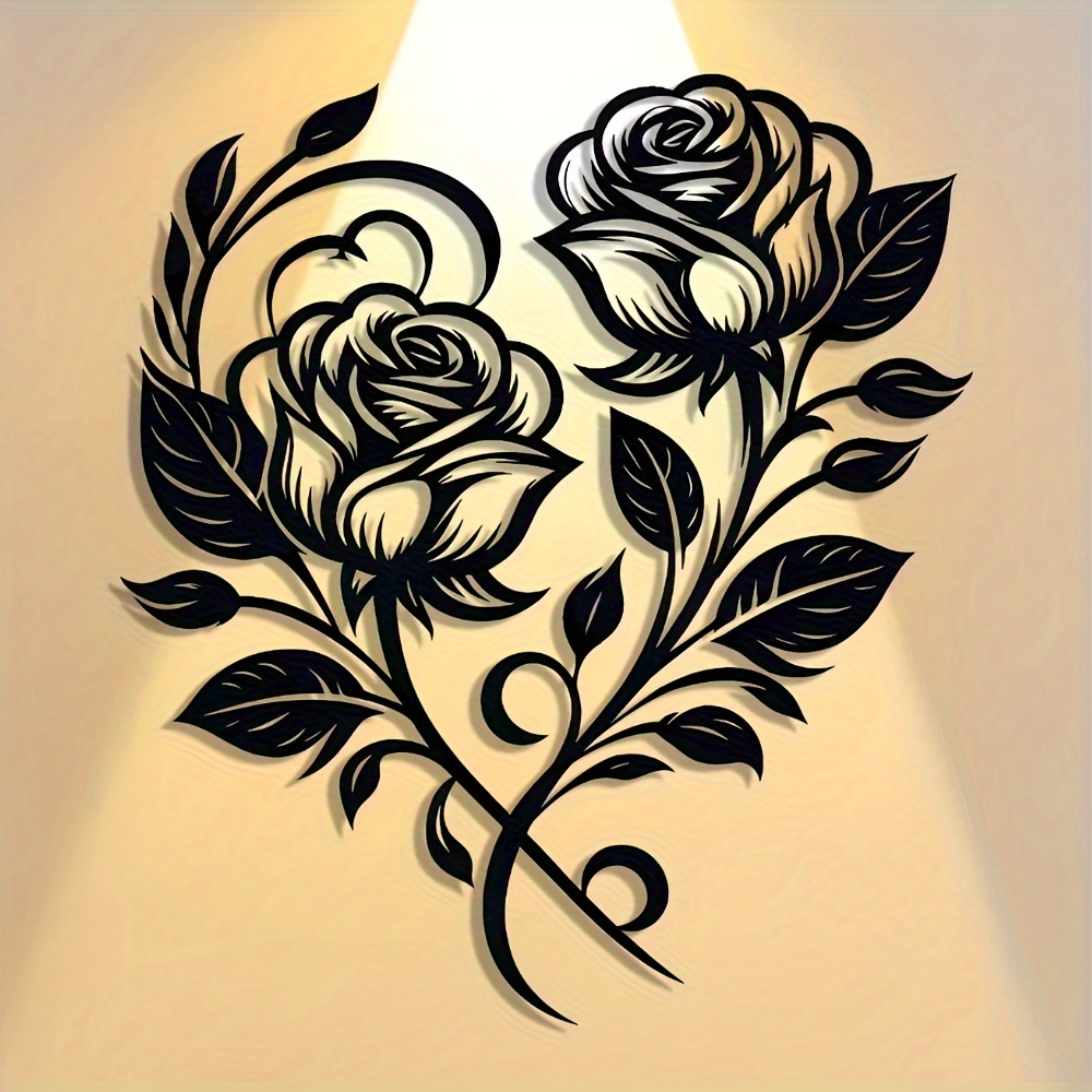 Art Craft Rose - ป้ายโลหะรูปหัวใจกุหลาบสวยงามสไตล์มินิมอล: งานศิลปะนามธรรมสำหรับฮาโลวีน, ของตกแต่งผนัง, ป้ายงานฝีมือสมัยใหม่, เหมาะสำหรับตกแต่งสำนักงาน, ห้องนั่งเล่นในบ้าน,