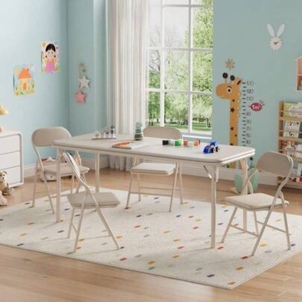 Art Craft Toddlers - ชุดโต๊ะกิจกรรมสำหรับเด็ก โต๊ะพับได้พร้อมท็อปหนัง PU หนา โต๊ะทำงานศิลปะสำหรับเด็กเล็ก ใช้ได้ทั้งในร่มและกลางแจ้ง