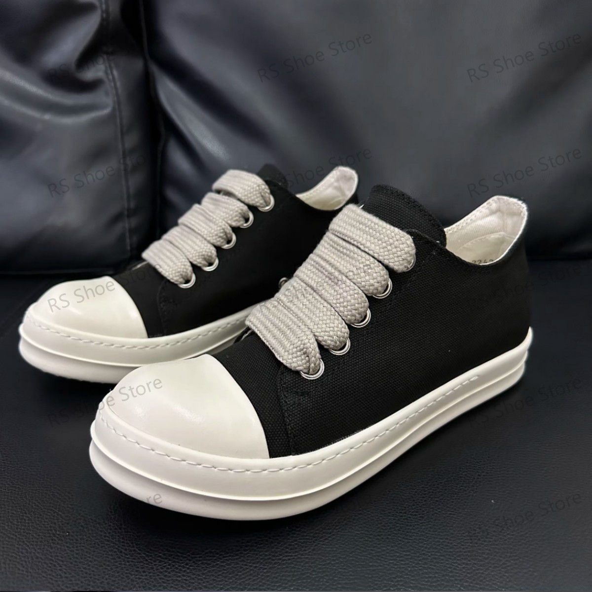 Art Craft Jumbo - ยี่ห้อผู้ชายรองเท้า R-o รองเท้าผ้าใบผู้หญิงผ้าใบสีดํา Low Top รองเท้าผ้าใบลําลองหนาจัมโบ้