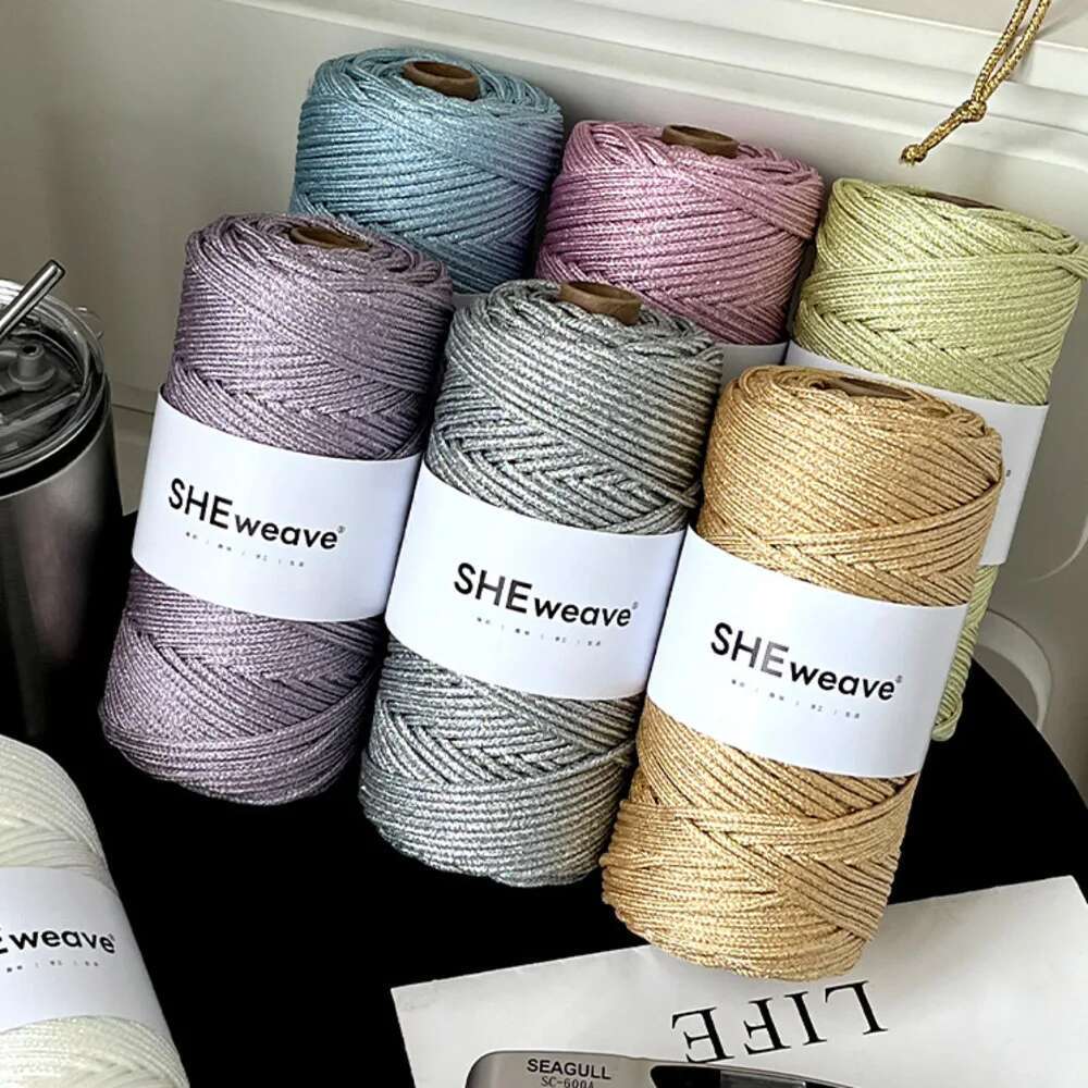 Macrame Cord Cotton - ทองเคลือบเงา 5.0 มม.น้ําหนักเบาเชือกถักโพลีเอสเตอร์ 3 มม.X 100