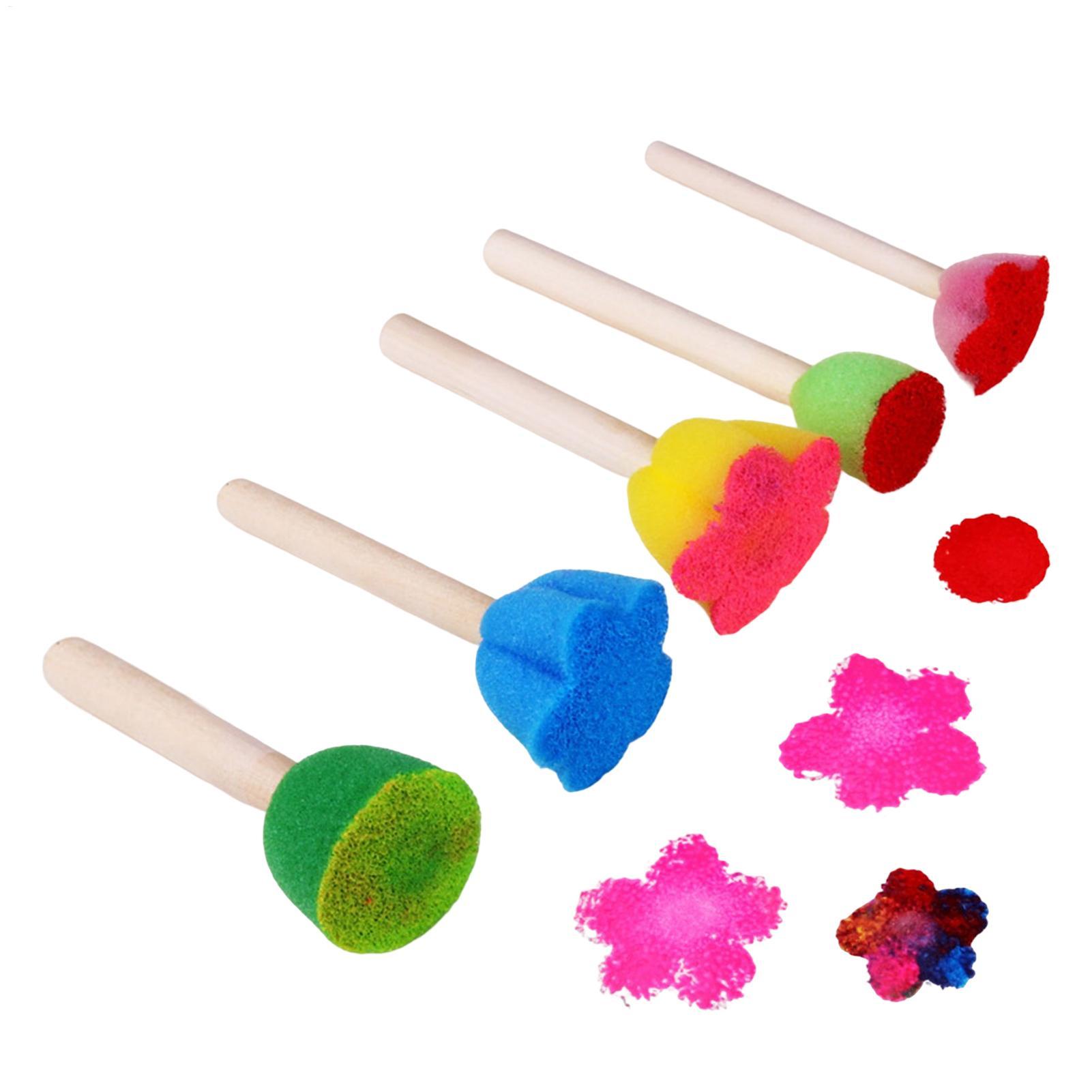 Art Craft Toddlers - ฟองน้ำระบายสีสำหรับเด็กแบบใช้ซ้ำได้ 5 ชิ้น จับง่าย อุปกรณ์วาดภาพสำหรับเด็กเล็ก สำหรับงานศิลปะและงานฝีมือ