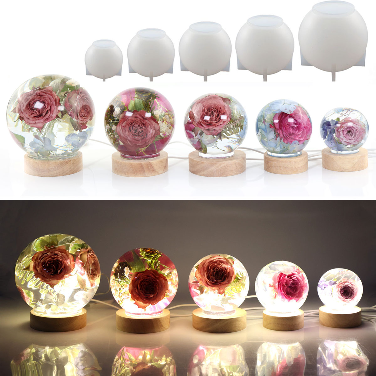 Art Craft Model - 65-120 มม.Sphere Ball แม่พิมพ์ซิลิโคนสําหรับแห้งดอกไม้ Sphere Ball