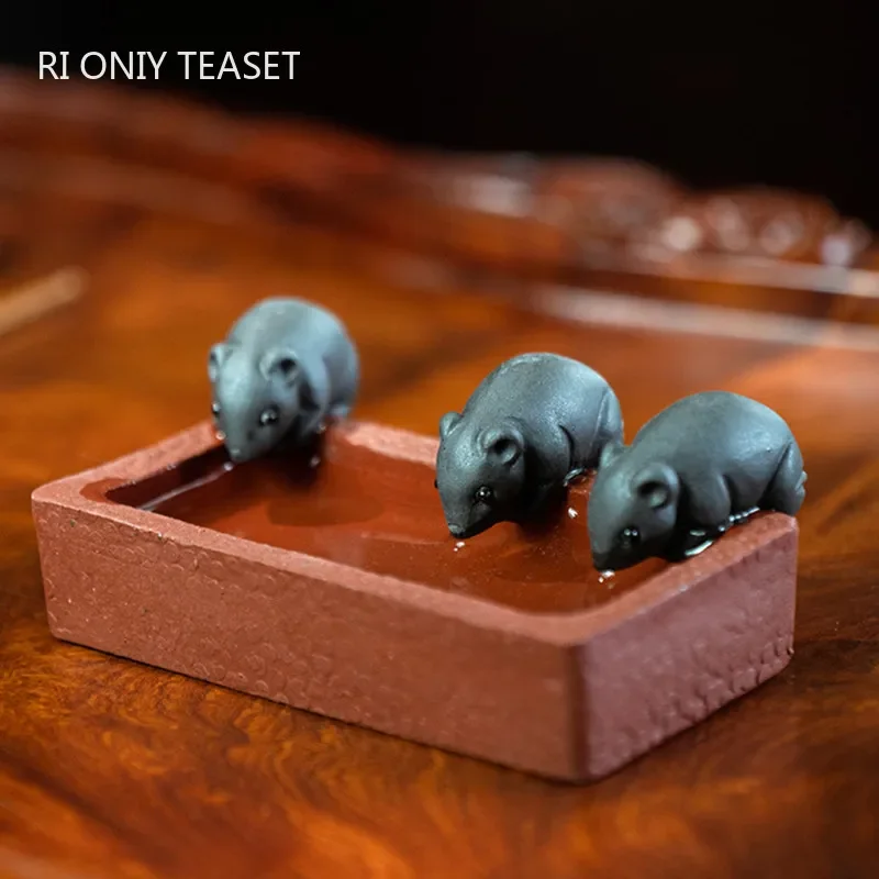 Art Craft Clay - จีน Yixing สีม่วงชา Handmade สามแผ่นสัตว์เครื่องประดับประติมากรรมชา Figurine
