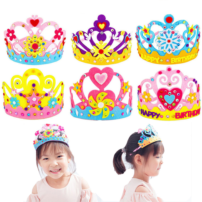 Art Craft Hat - DIY หัตถกรรมของเล่นมงกุฎสร้างสรรค์กระดาษดอกไม้ดาวรูปแบบของเล่นสําหรับเด็กเด็กอนุบาล Art Party ตกแต่ง