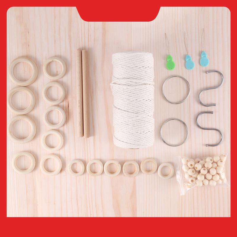 Macrame Cord Cotton - Macrame ผ้าฝ้าย 3 มม.พร้อม Macrame ลูกปัดเชือกไม้ไม้พร้อมตะขอสําหรับพืชแขวนผนัง