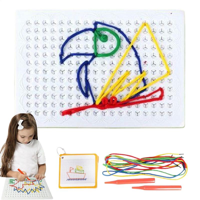 Art Craft Toddlers - ด้ายสําหรับเด็กที่มีสีสันเด็กวัยหัดเดิน Threading ของเล่น CRAFT Art BOARD