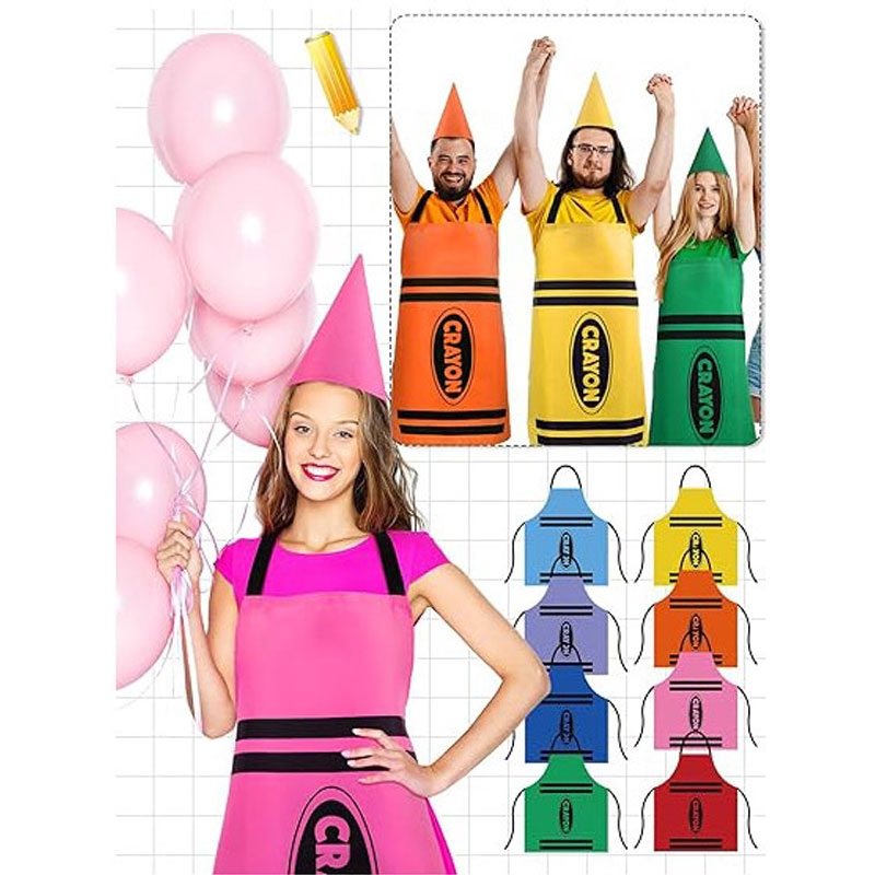 Art Craft Hat - ชุดตุ๊กตาโนมธีมสีสันสดใส - ผ้ากันเปื้อนและหมวกทรงกรวยสำหรับงานวันเกิดเด็ก คอสเพลย์ แต่งตัว และอุปกรณ์กิจกรรมศิลปะ