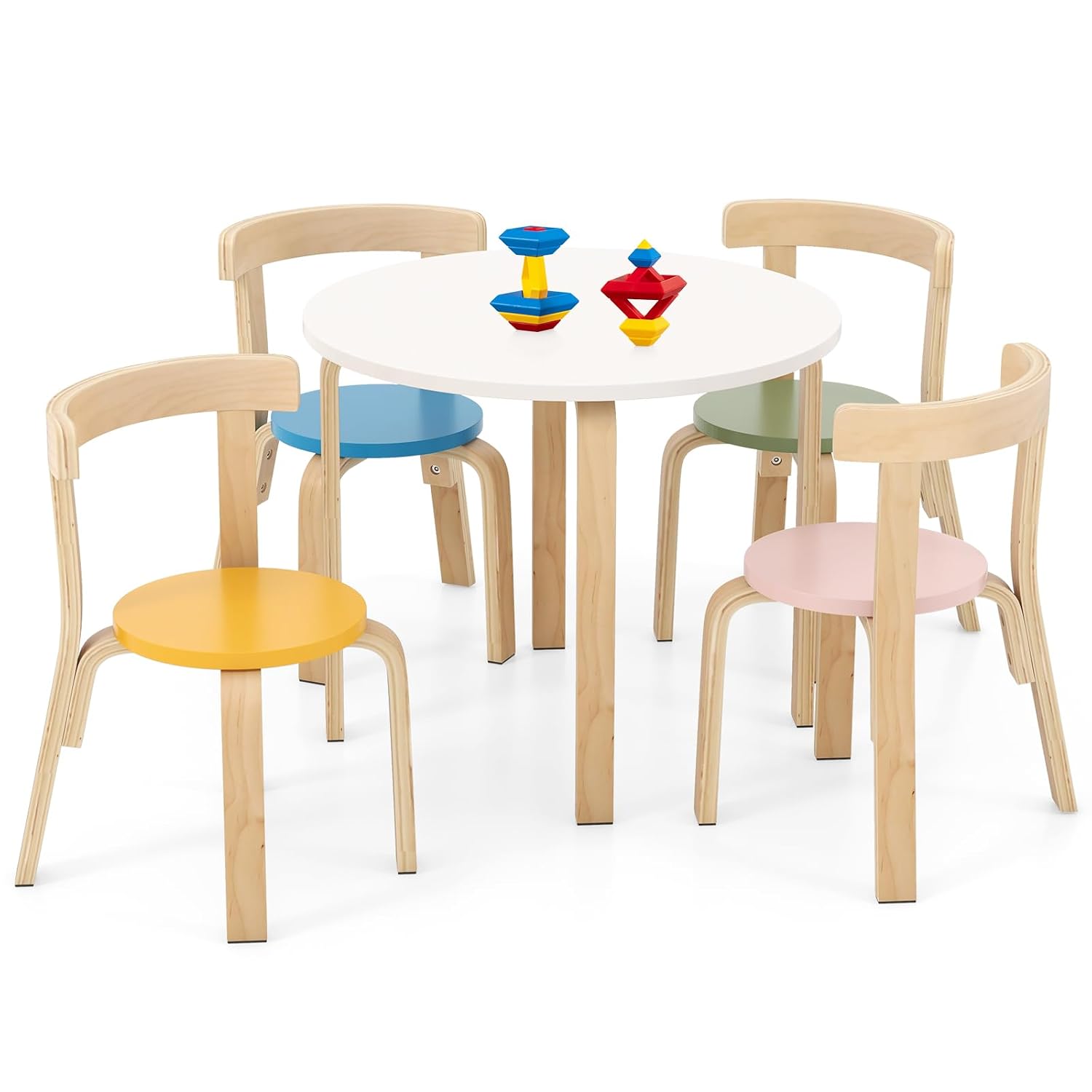 Art Craft Toddlers - ชุดโต๊ะและเก้าอี้เด็ก 4 ตัว, เฟอร์นิเจอร์กิจกรรมสำหรับเด็กเล็กสำหรับงานฝีมือและศิลปะ, ห้องเล่นของโรงเรียนอนุบาล, 5