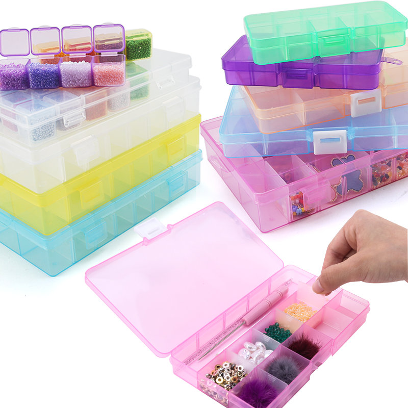Art Craft Display - 4ขนาดกล่องเครื่องประดับกล่องเก็บพลาสติก Organizer กล่องปรับได้สำหรับลูกปัด DIY หัตถกรรม