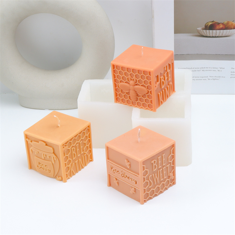 Art Craft Website - แม่พิมพ์เทียนซิลิโคนรูปทรงรังผึ้ง 3 มิติ ลายผึ้ง พร้อมข้อความ 
