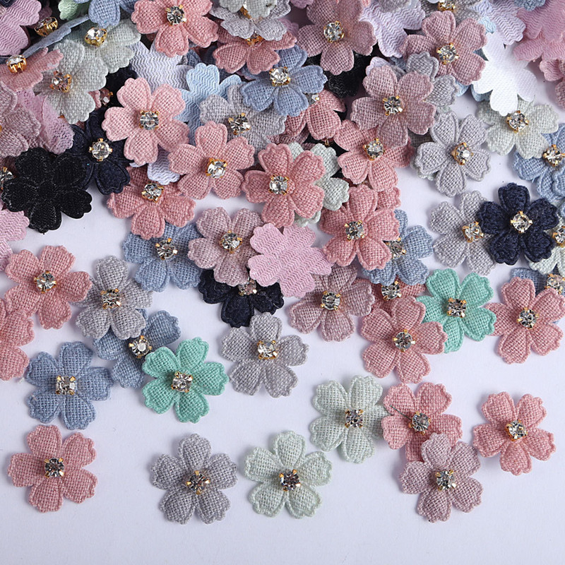 Art Craft Hat - 100Pcs 22Mm ผ้าดอกไม้ริบบิ้นดอกไม้สำหรับเสื้อผ้าเย็บ Patches DIY Headwear