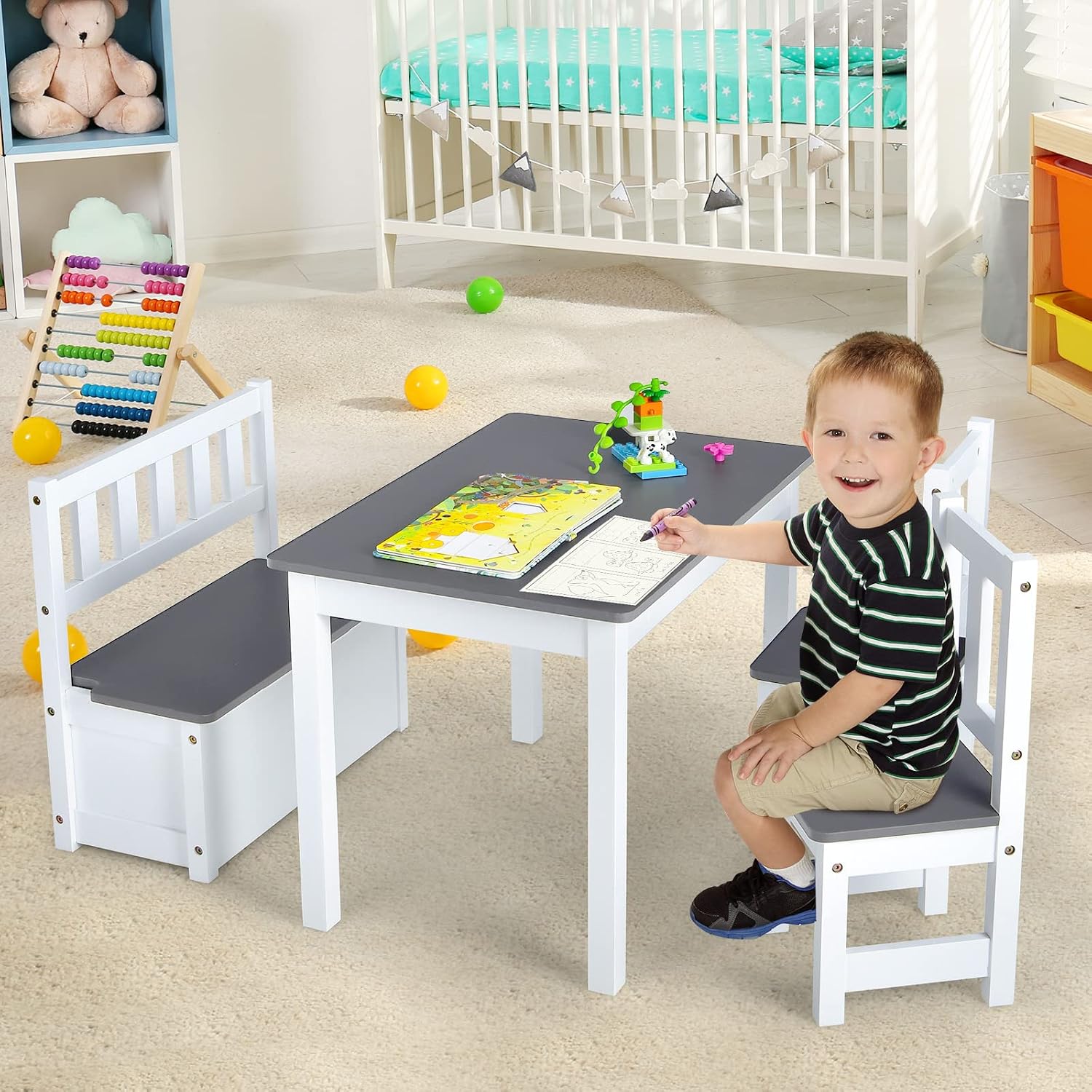 ชุดโต๊ะและเก้าอี้ไม้สำหรับเด็ก - Art Craft Toddlers บทวิจารณ์และราคา
