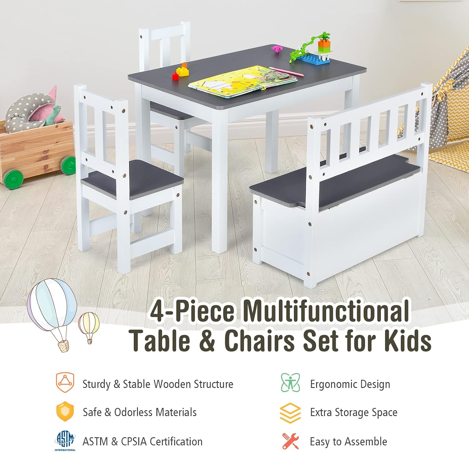ชุดโต๊ะและเก้าอี้ไม้สำหรับเด็ก - Art Craft Toddlers บทวิจารณ์และราคา