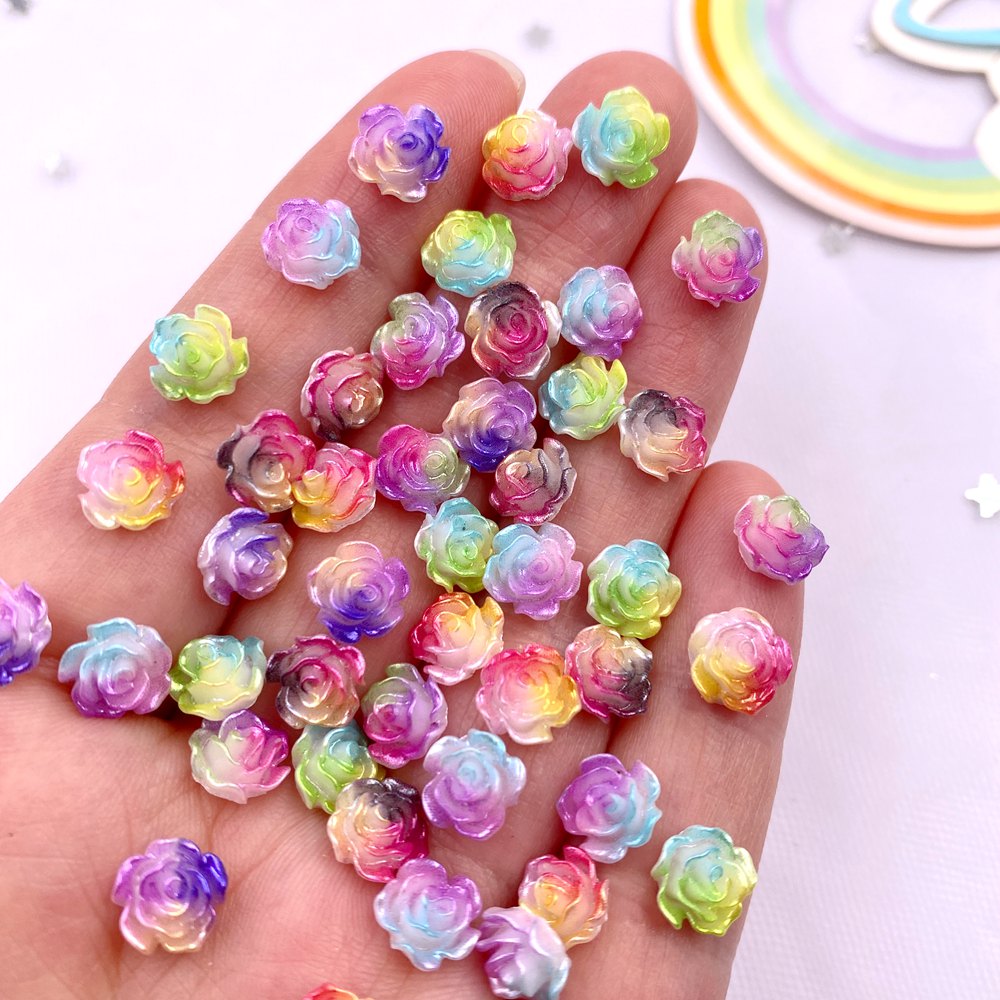 50Pcs 8Mm เรซิ่นสีสันสดใส Rose - Art Craft Rose บทวิจารณ์และราคา