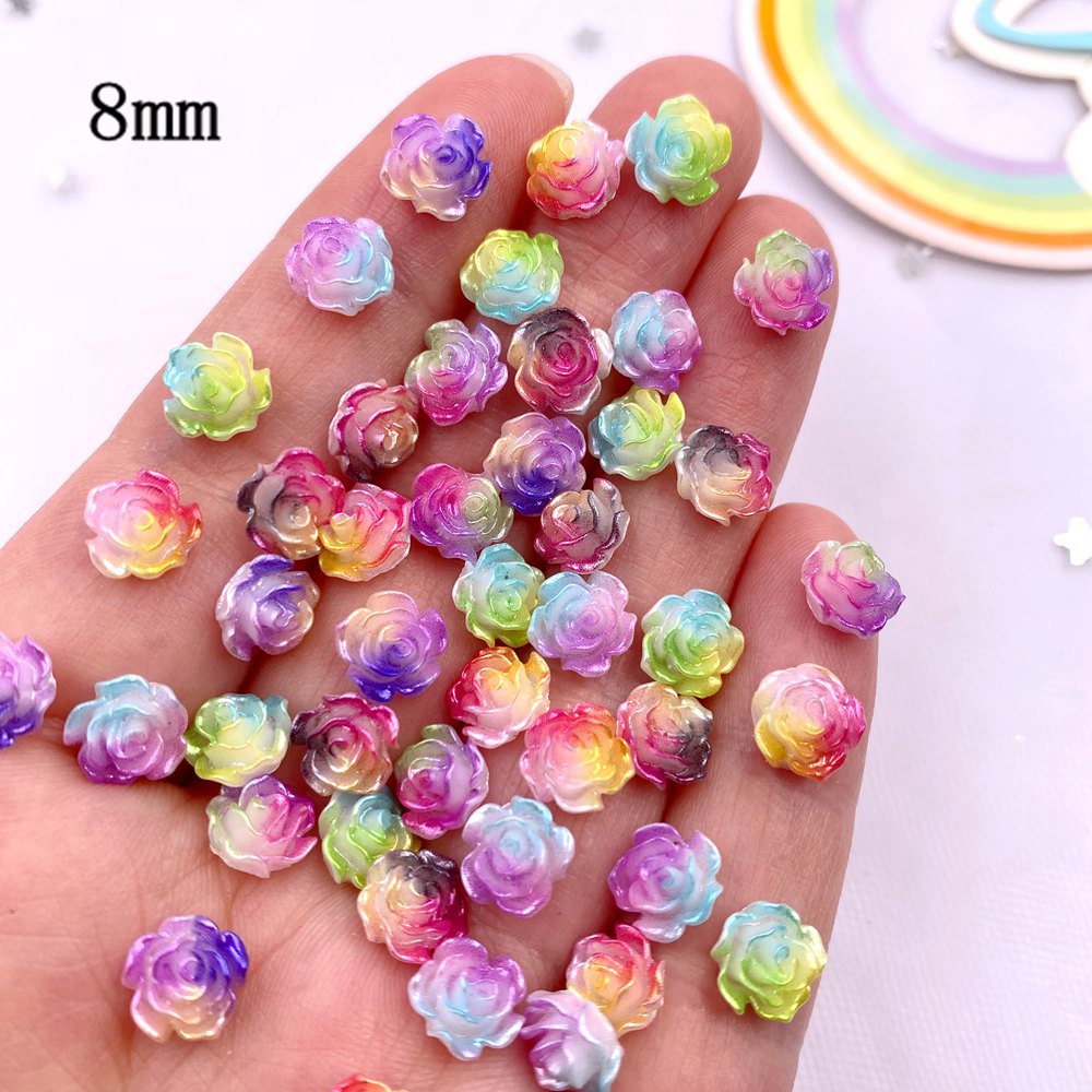50Pcs 8Mm เรซิ่นสีสันสดใส Rose - Art Craft Rose บทวิจารณ์และราคา