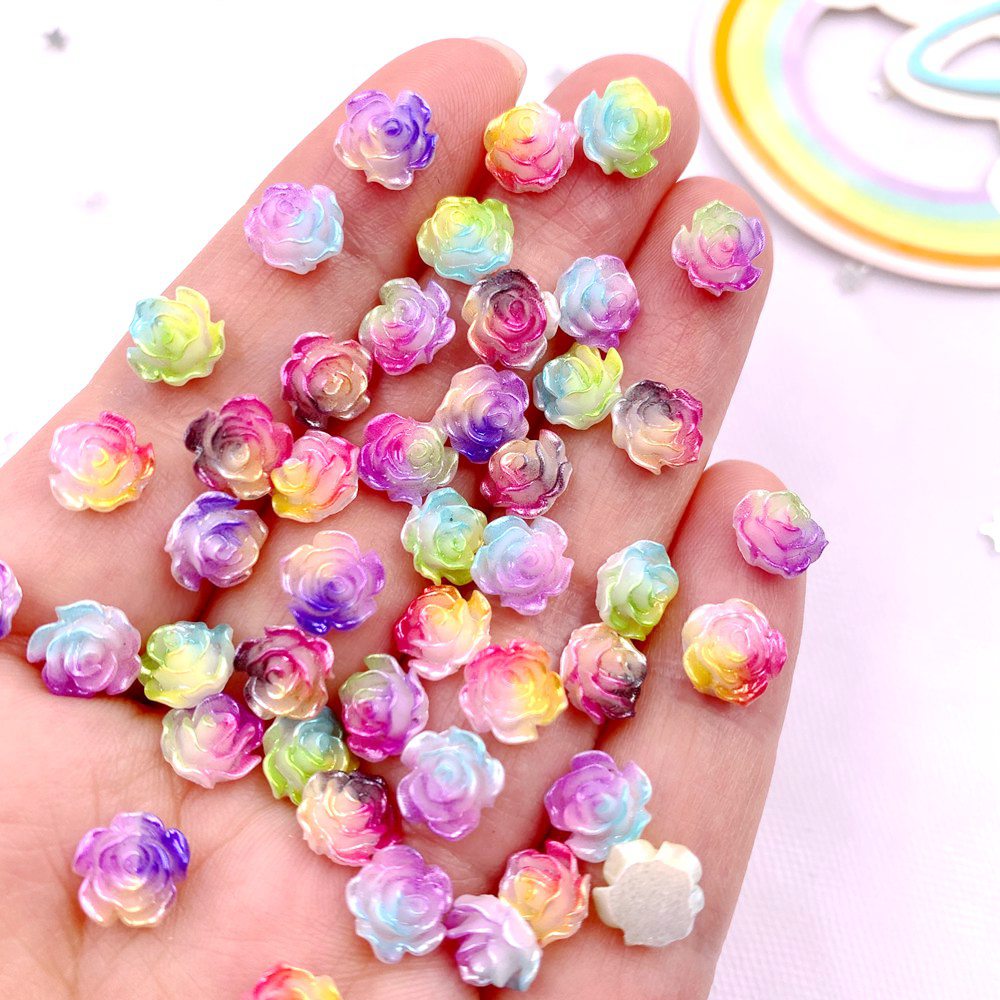 50Pcs 8Mm เรซิ่นสีสันสดใส Rose - Art Craft Rose บทวิจารณ์และราคา
