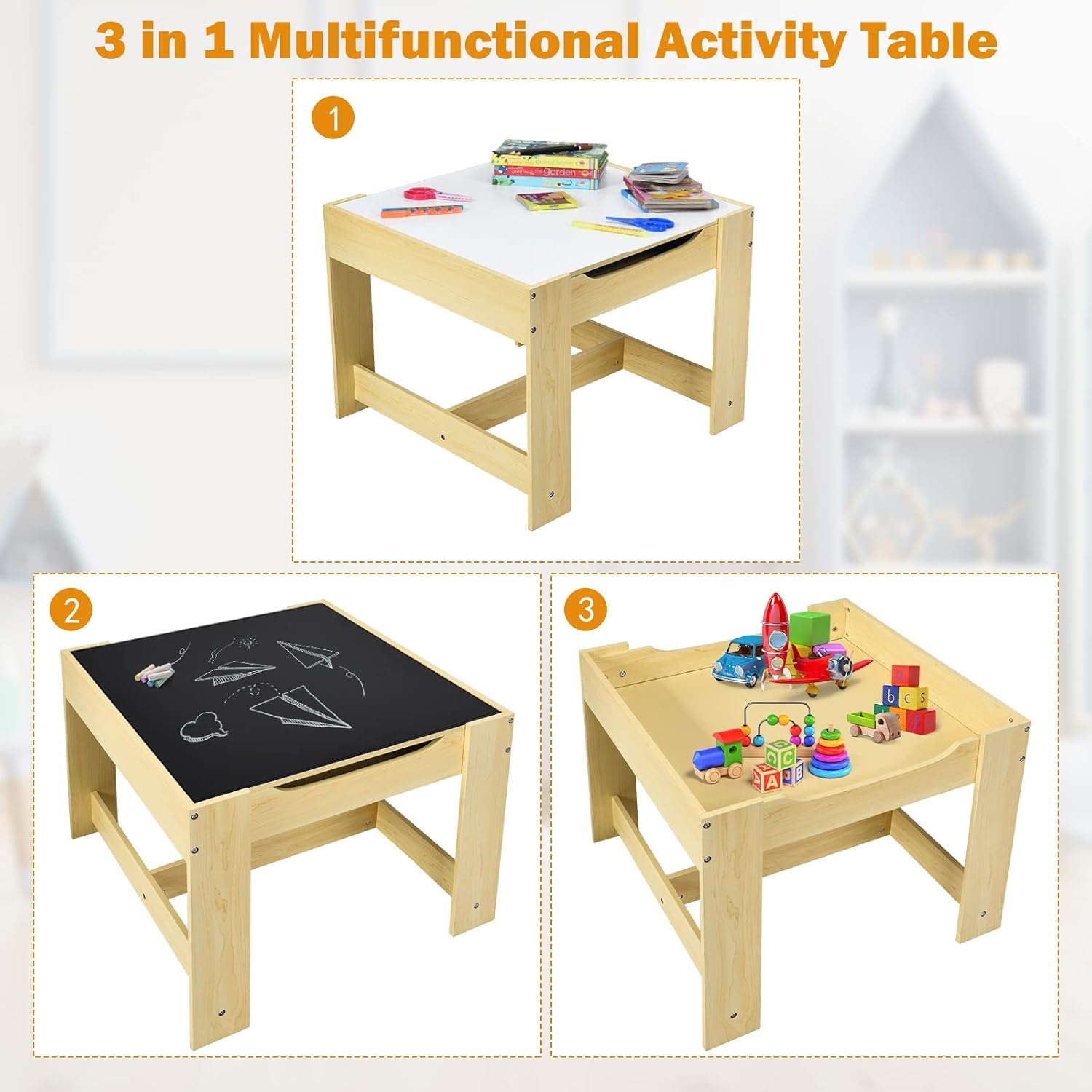 ชุดโต๊ะและเก้าอี้เด็ก 3 in 1 ท - Art Craft Toddlers บทวิจารณ์และราคา