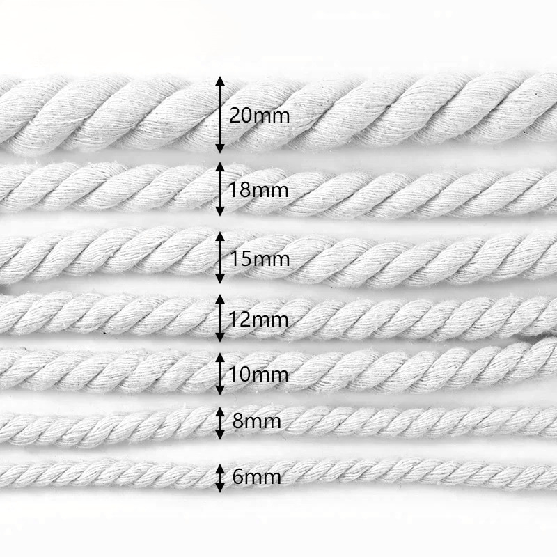 เชือกฝ้ายสีขาว/ดำ ขนาด 5-20 มม - Macrame Cord Cotton บทวิจารณ์และราคา