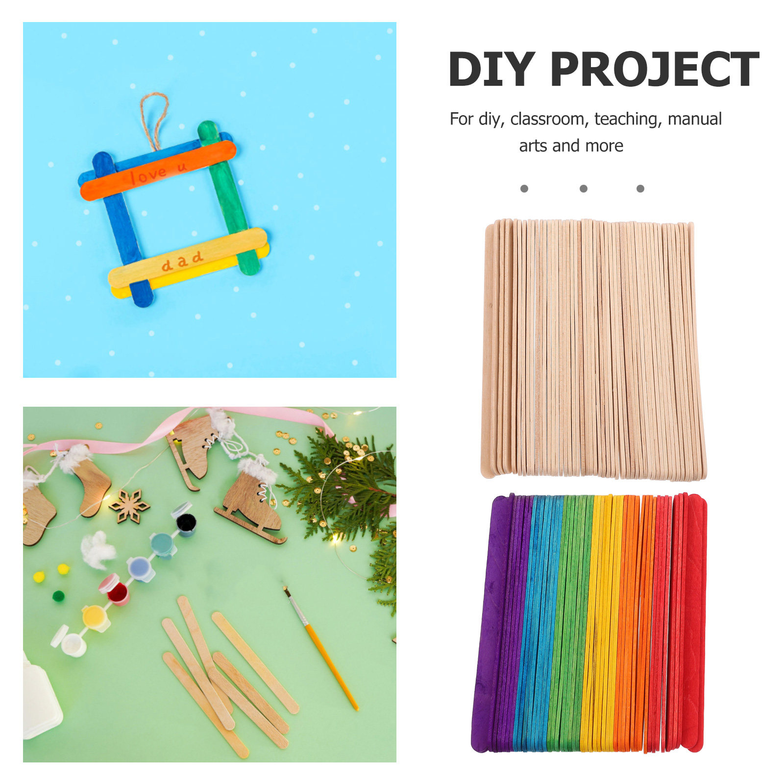 ไม้ไอศกรีมสีสันสดใส 200 ชิ้น ไ - Art Craft Jumbo บทวิจารณ์และราคา